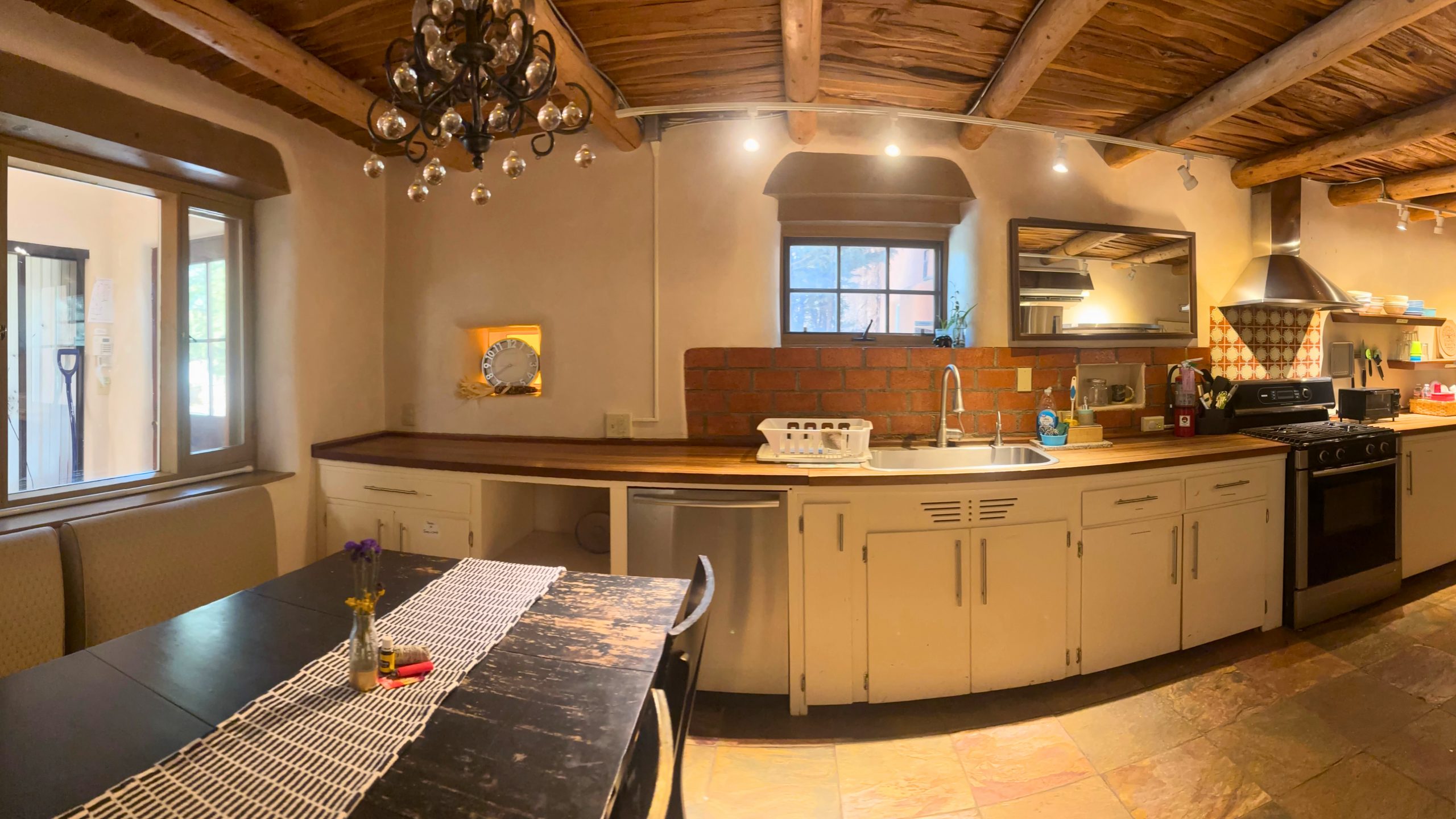 The kitchen for food preparation and culinary exploration at Inspire Roots in Taos, New Mexico.