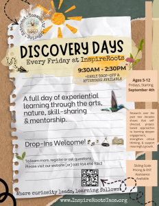 Discovery Days is a weekly offering on Friday's at Inspire Roots in Taos, NM.